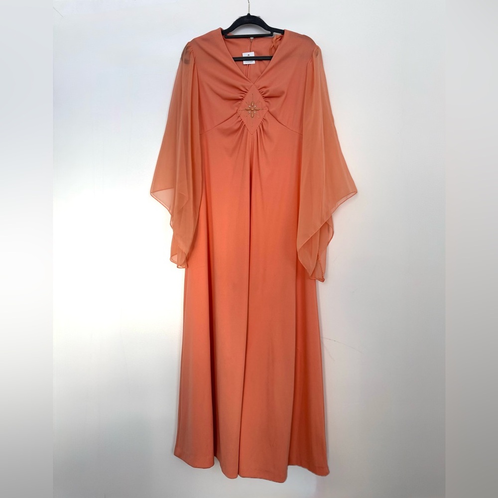 ✨ Handmade Vintage Peach Chiffon Dress